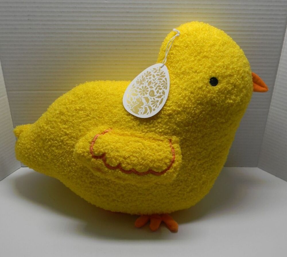 Chick Shaped Throw Pillow Embroidered Decorative Spring Easter Textured NWT